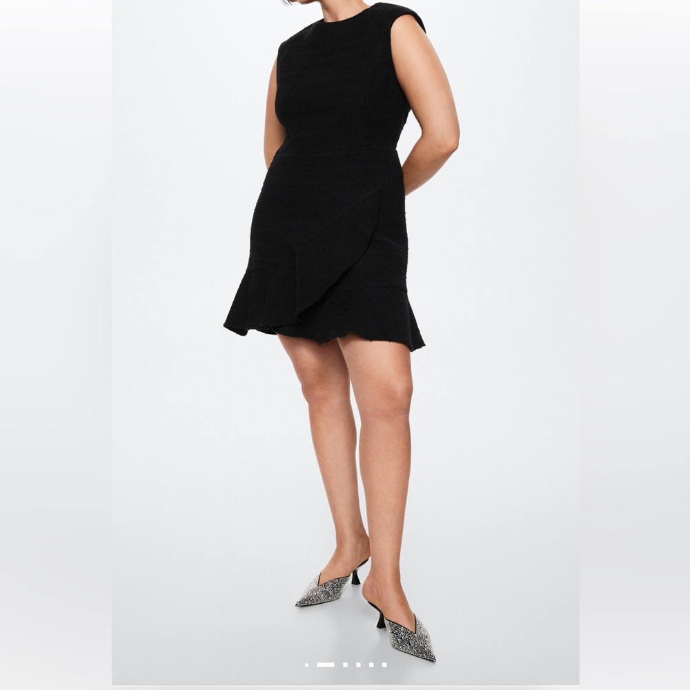 Mango Black Textured Dress
